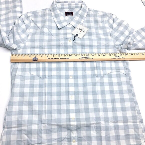 New UNTUCKit Women's Shirt Santa Marzi Blue & White Plaid Button Up size 12 - Picture 4 of 7
